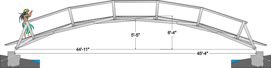 45' span wooden arch bridge